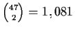 ${47\choose2} = 1,081$