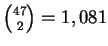 ${47\choose2}=1,081$