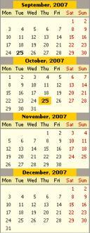 Calendar Fall 2007