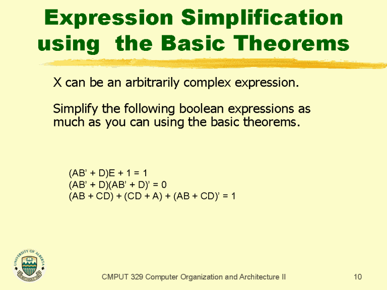 Expression Simplification using the Basic Theorems