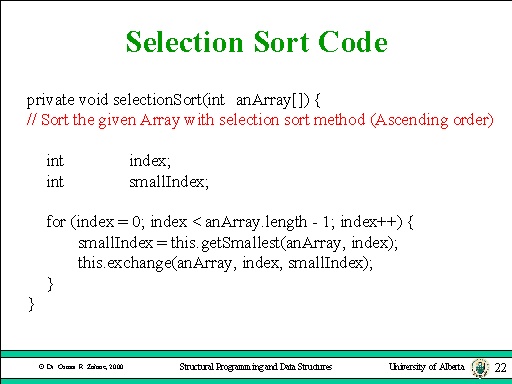Selection Sort Code
