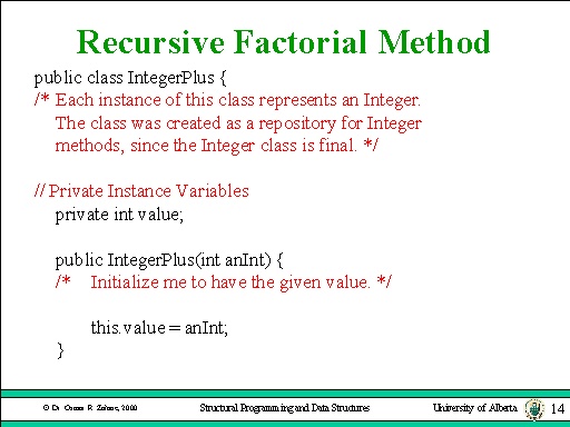 Recursive Factorial Method