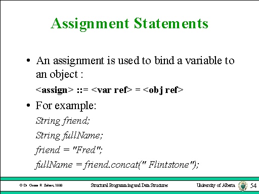 what is assignment statement example