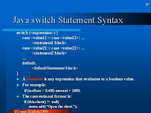 for syntax in java