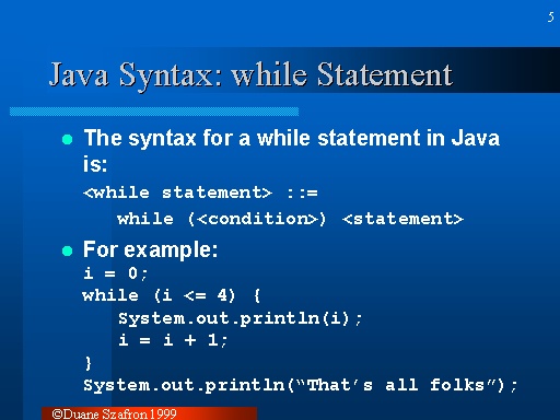 Java Syntax: while Statement