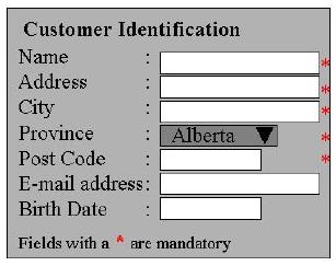Mockup for identification form
